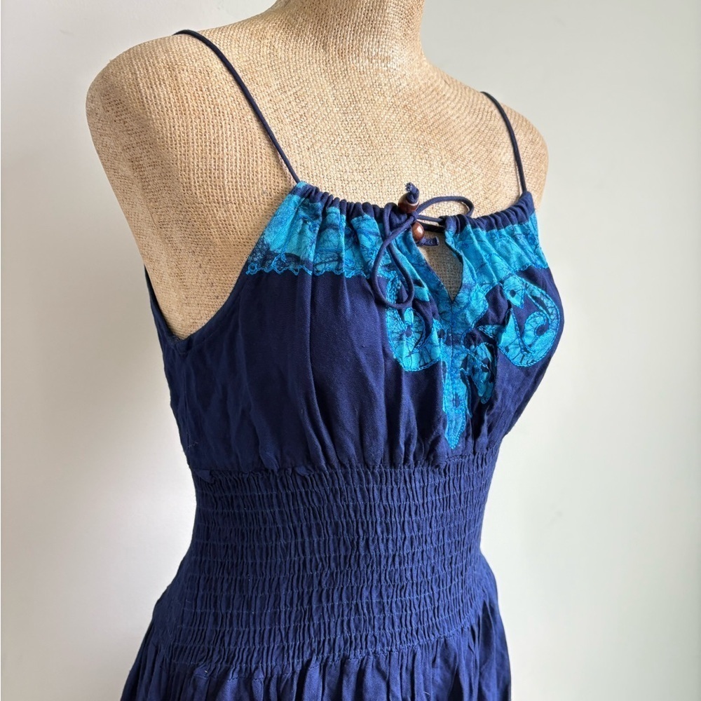 Advanced Apparel Batik Block Print Maxi Dress  One Size NEW - Picture 3 of 6
